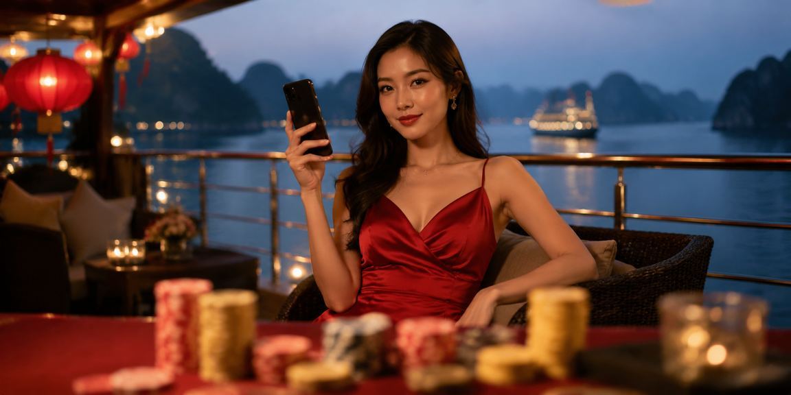 Người dùng trải nghiệm casino trên điện thoại tại vịnh Hạ Long